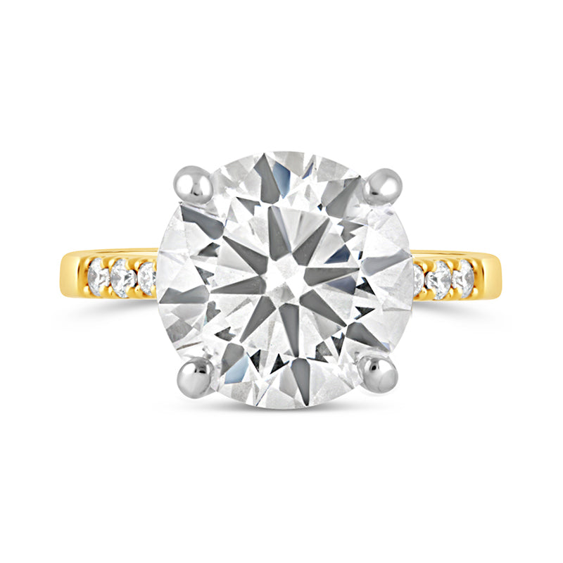 Round Brilliant Solitaire Engagement Ring Diamond Set Shoulders 4.16ct