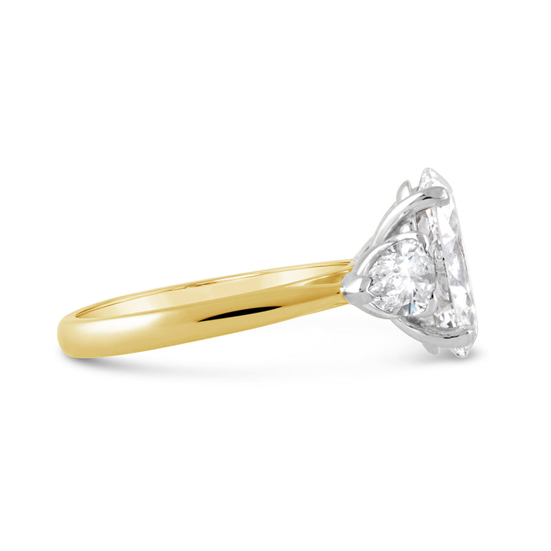 Oval & Pear Three Stone Engagement Ring 4.24ct