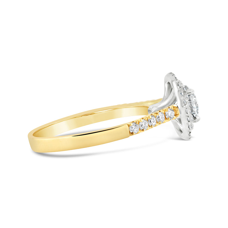 Round Brilliant Cushion Halo Engagement Ring 0.83ct