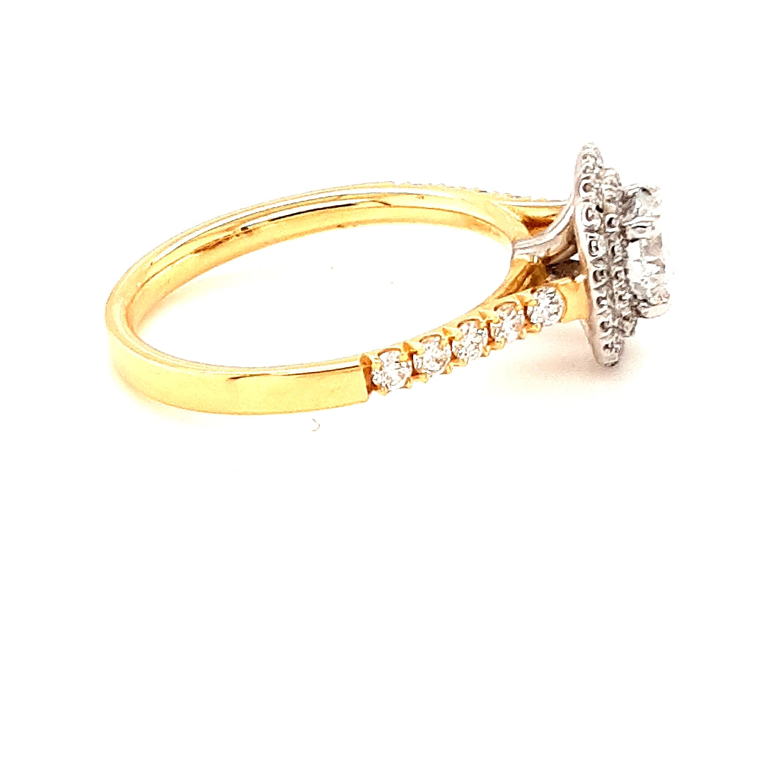 Round Brilliant Cushion Halo Engagement Ring 1ct