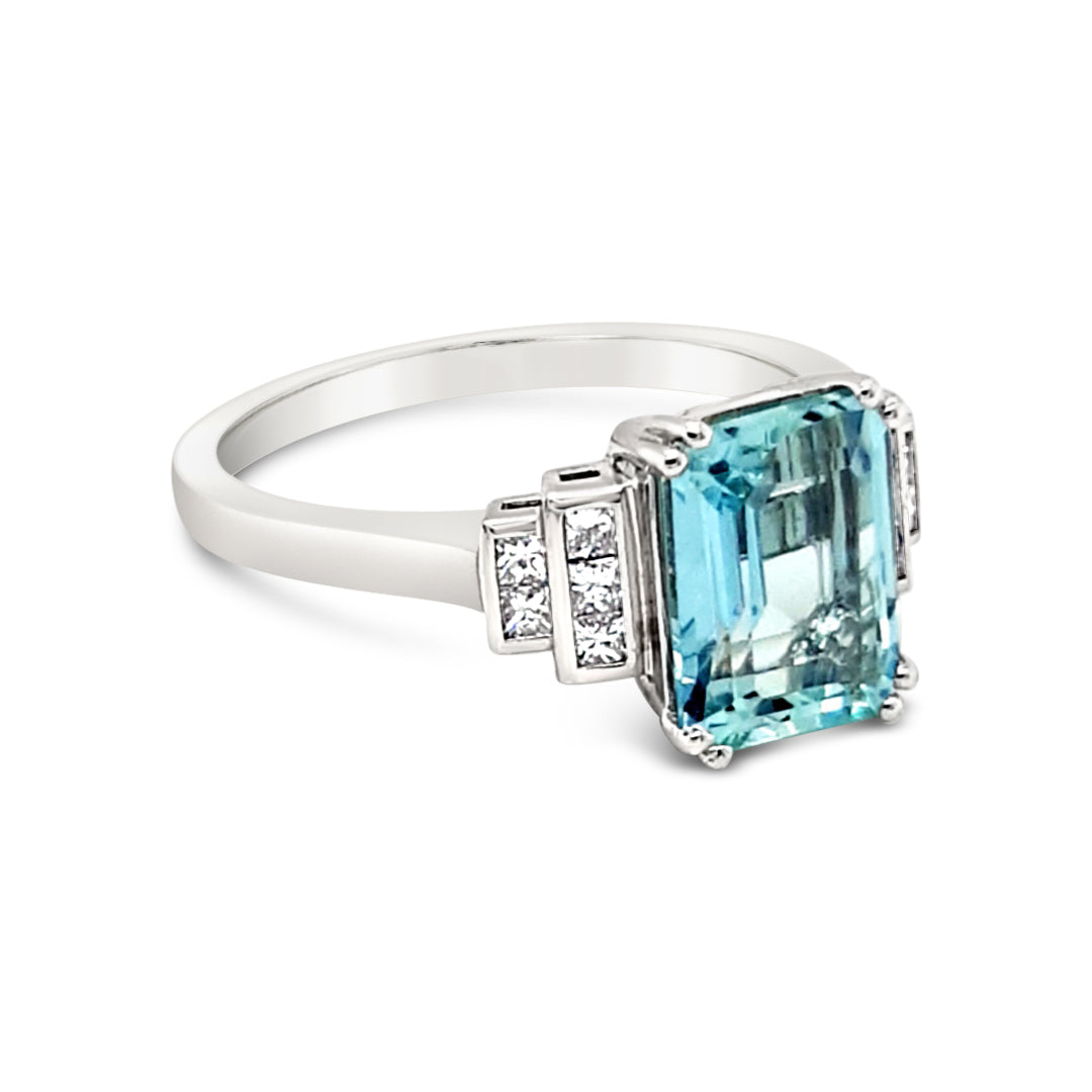 Aquamarine & Diamond Ring