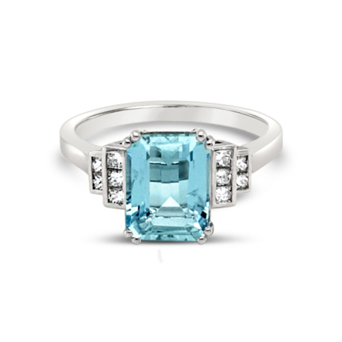 Aquamarine & Diamond Ring