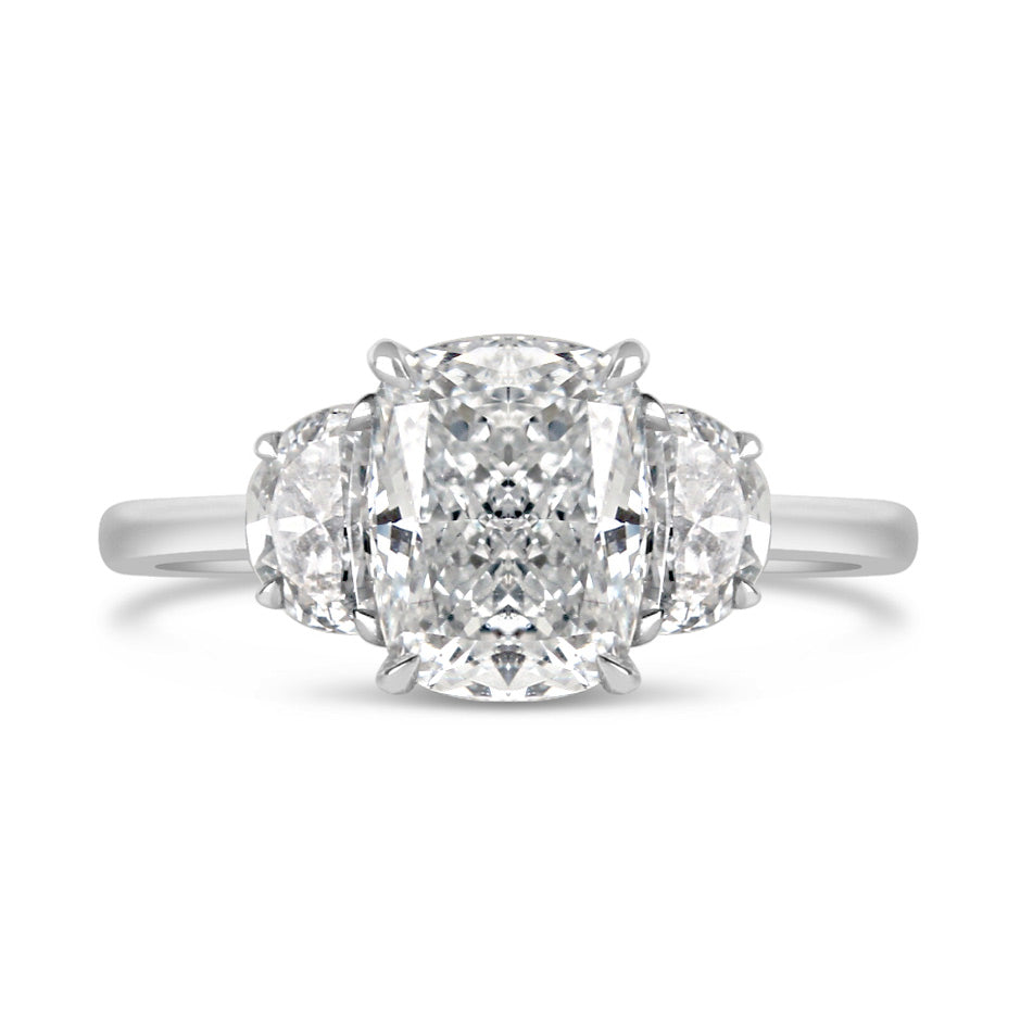 Cushion Cut Three Stone Diamond Engagement Ring 2.10ct