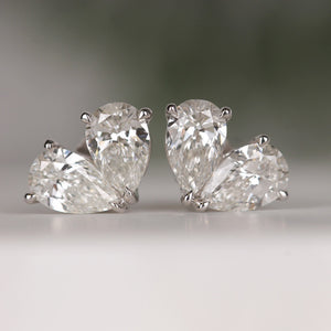 Rocks Toi et Moi Pear Cut Diamond Earrings