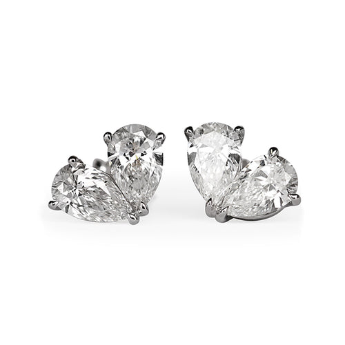 Rocks Toi et Moi Pear Cut Diamond Earrings