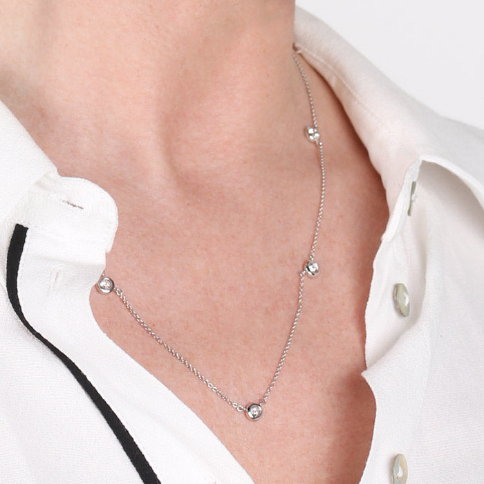 Rocks Five Rubover Diamond & Chain Necklace - 1.00ct - Laboratory Grown Diamonds