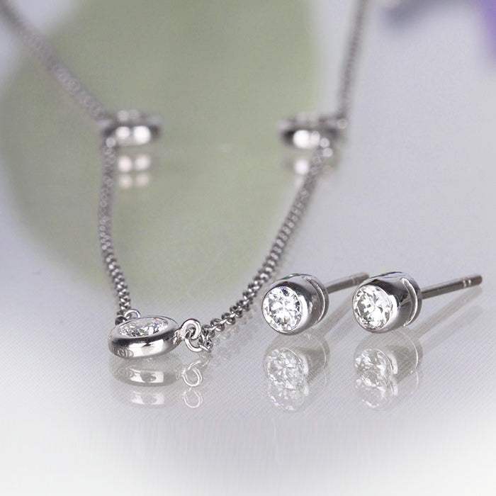 Rocks Five Rubover Diamond & Chain Necklace - 1.00ct - Laboratory Grown Diamonds