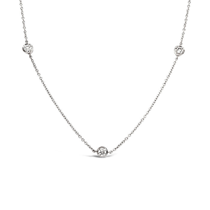 Rocks Five Rubover Diamond & Chain Necklace - 1.00ct - Laboratory Grown Diamonds
