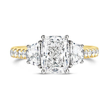 Load image into Gallery viewer, Cushion &amp; Half Moon 3 Stone Engagement Ring 2.62ct
