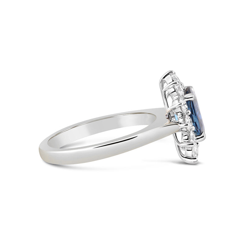 Oval Sapphire & Diamond Cluster Ring - .90ct