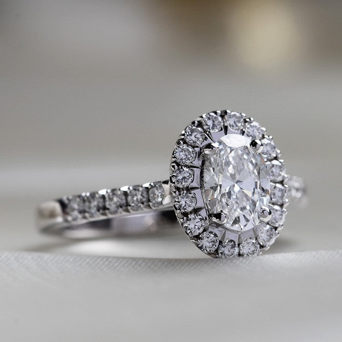 Oval Diamond Halo Engagement Ring 1.20ct