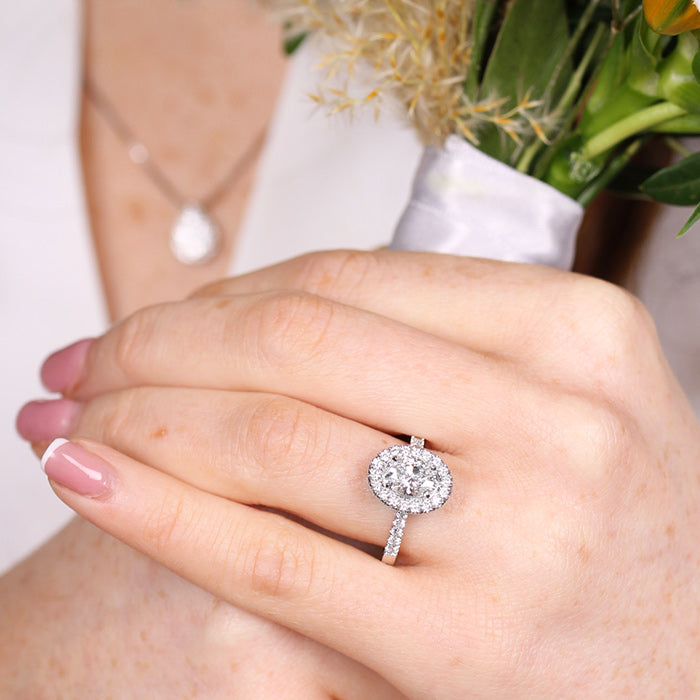 Oval Diamond Halo Engagement Ring 1.20ct