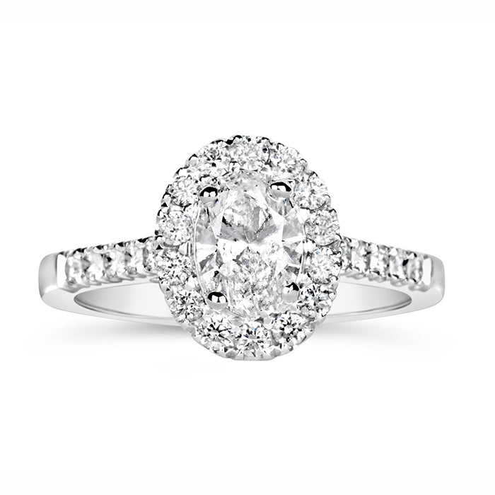 Oval Diamond Halo Engagement Ring 1.15ct