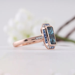 London Blue Topaz, Sapphire & Diamond Ring