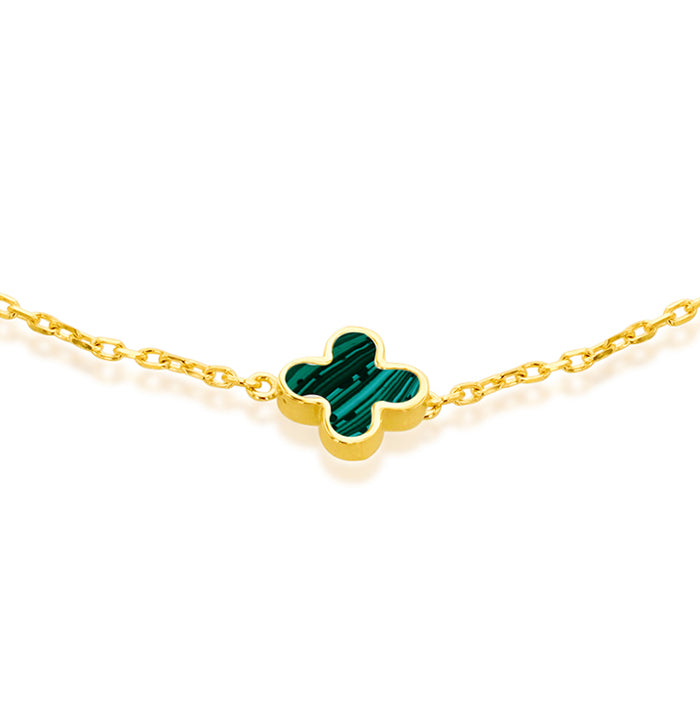 Malachite Quatrefoil & Chain Necklace