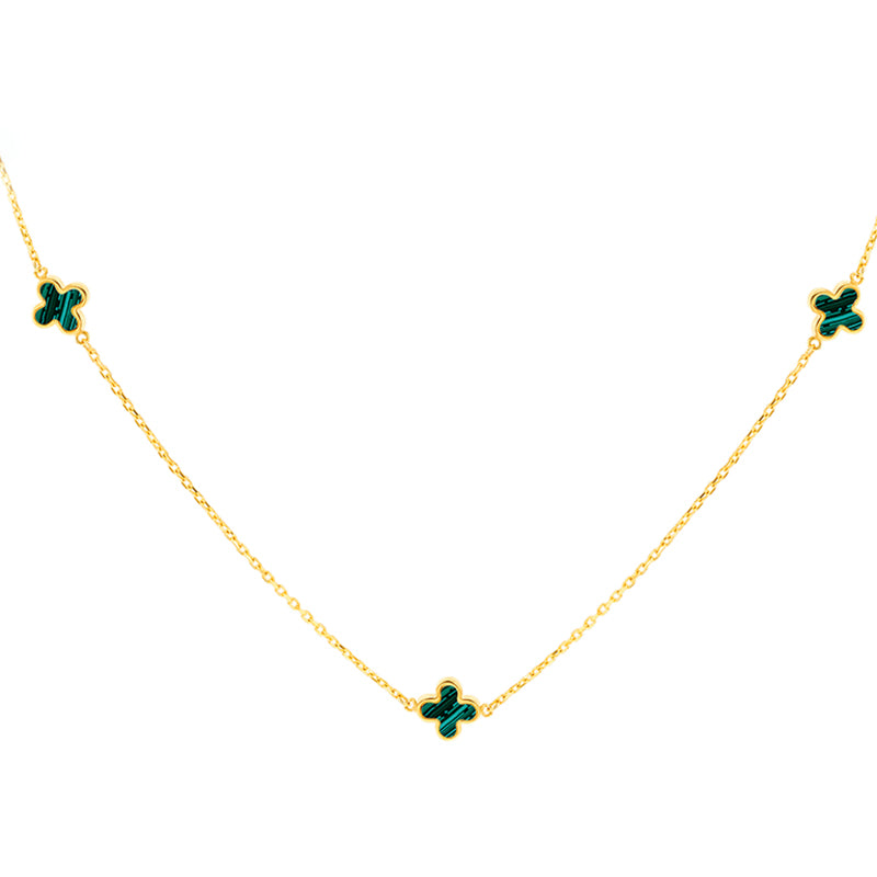 Malachite Quatrefoil & Chain Necklace