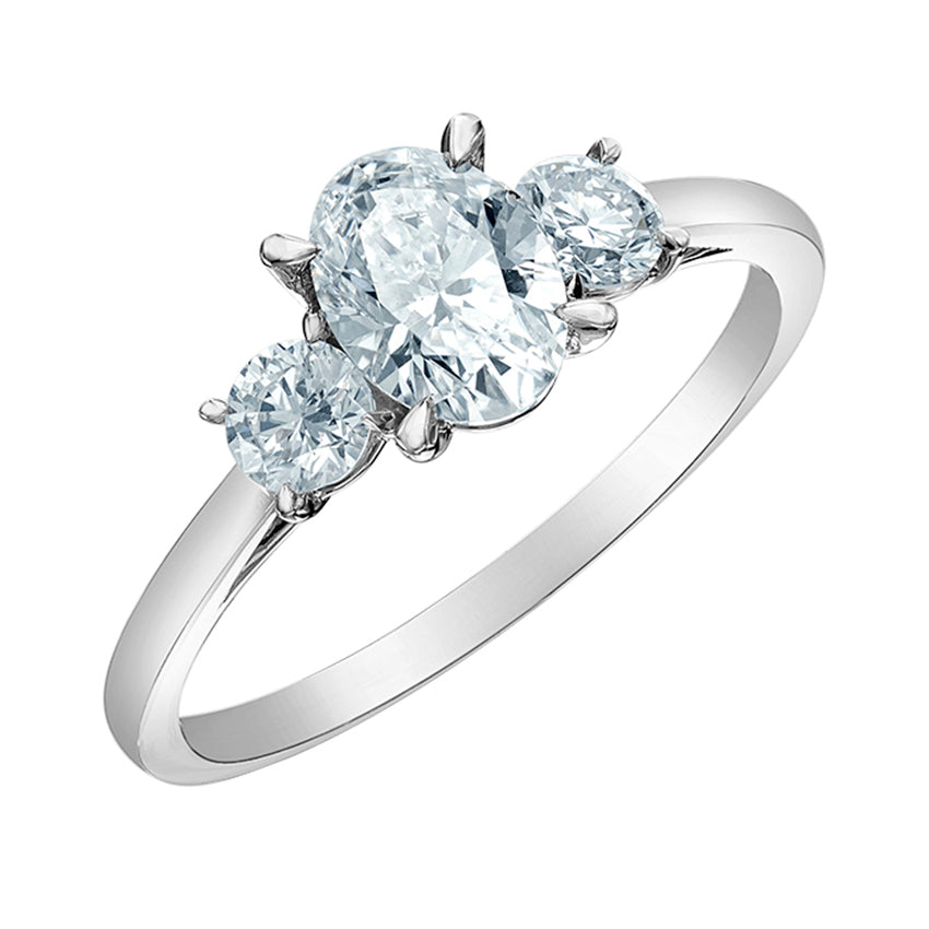 Oval & Round Brilliant Three Stone Engagement Ring 1.51ct