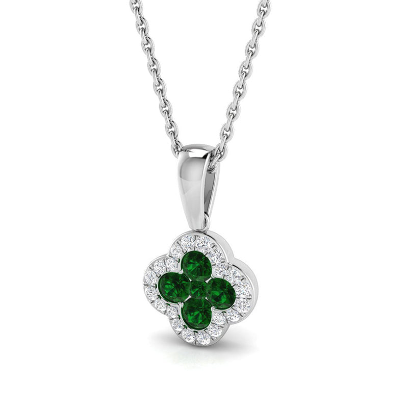 Rocks Emerald & Diamond Quatrefoil Pendant