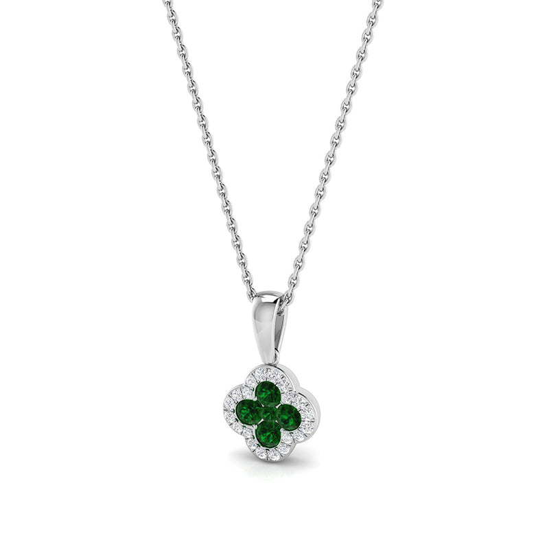 Rocks Emerald & Diamond Quatrefoil Pendant