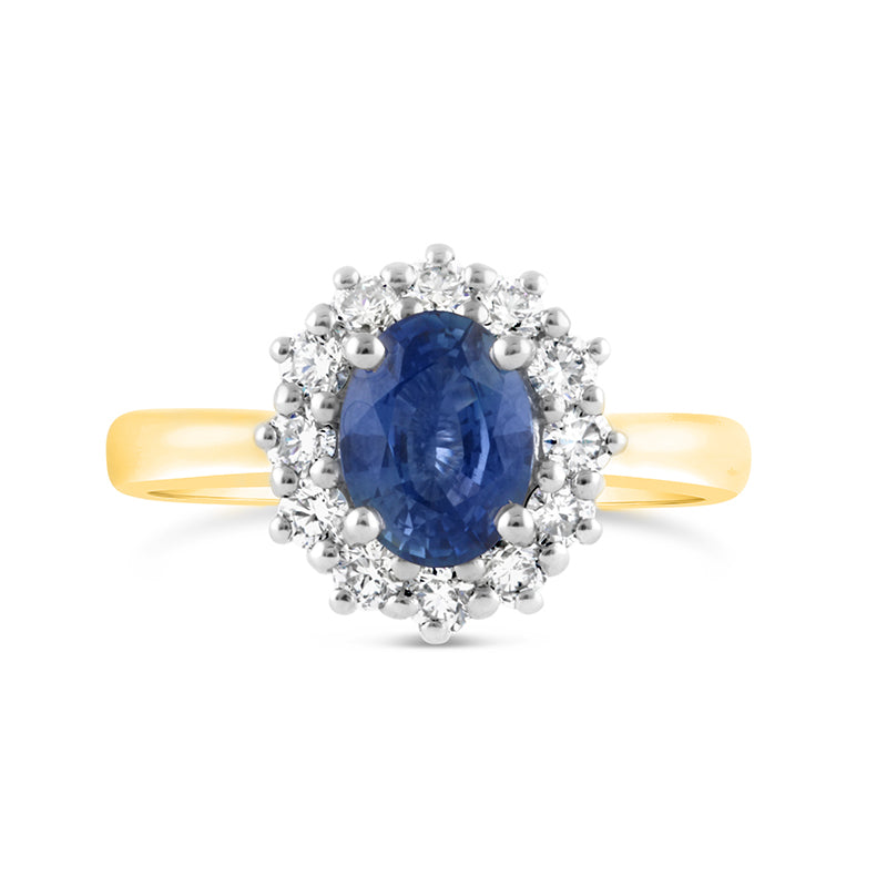 Sapphire & Diamond Cluster Ring