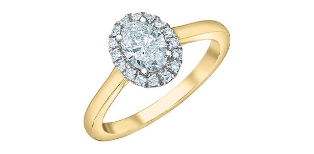 Oval Cluster Diamond Engagement Ring .86ct