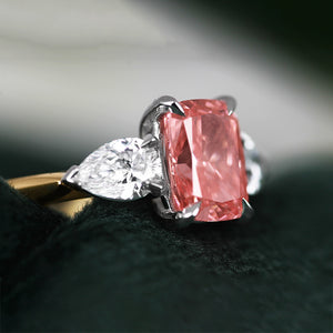 Vivid Pink Diamond Three Stone Ring 2.12ct