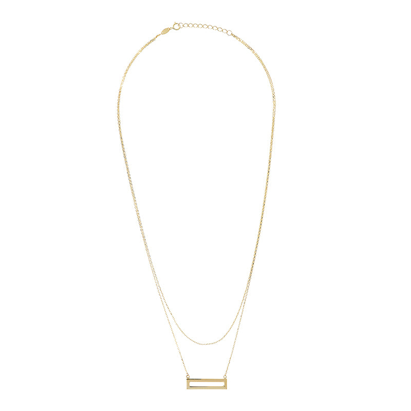 Double Chain & Rectangular shape Necklace