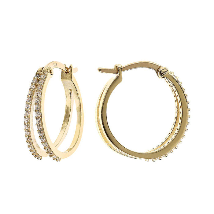 White Stone Split Hoop Earrings
