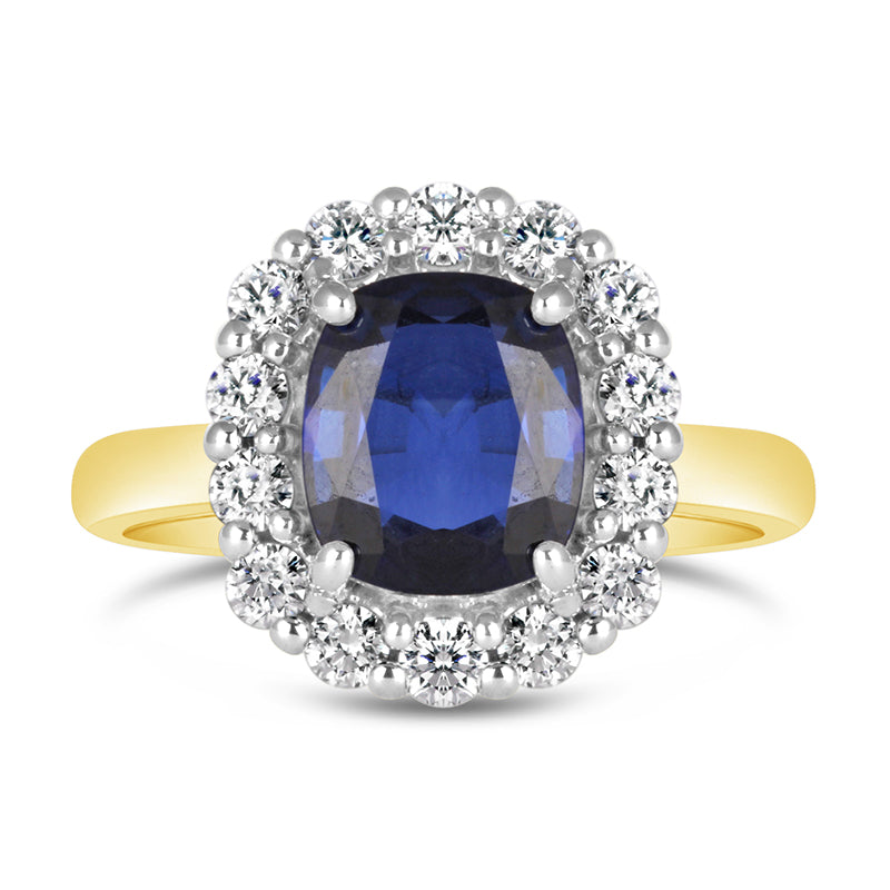 Sapphire & Diamond Cluster Ring