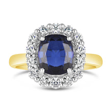 Load image into Gallery viewer, Sapphire &amp; Diamond Cluster Ring