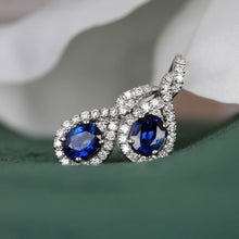 Load image into Gallery viewer, Rocks Sapphire &amp; Diamond Twisted Teardrop Earrings