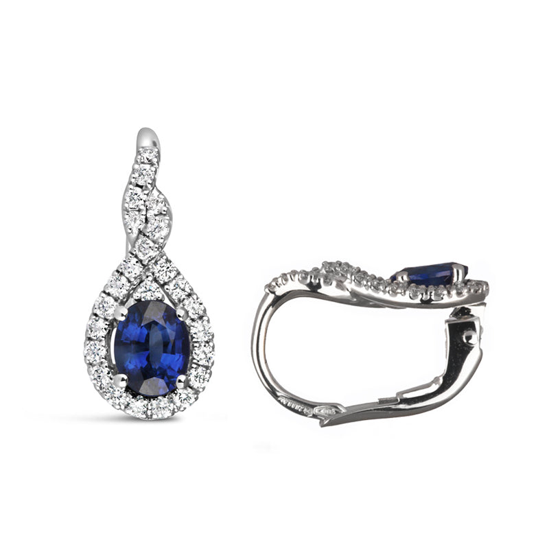 Rocks Sapphire & Diamond Twisted Teardrop Earrings