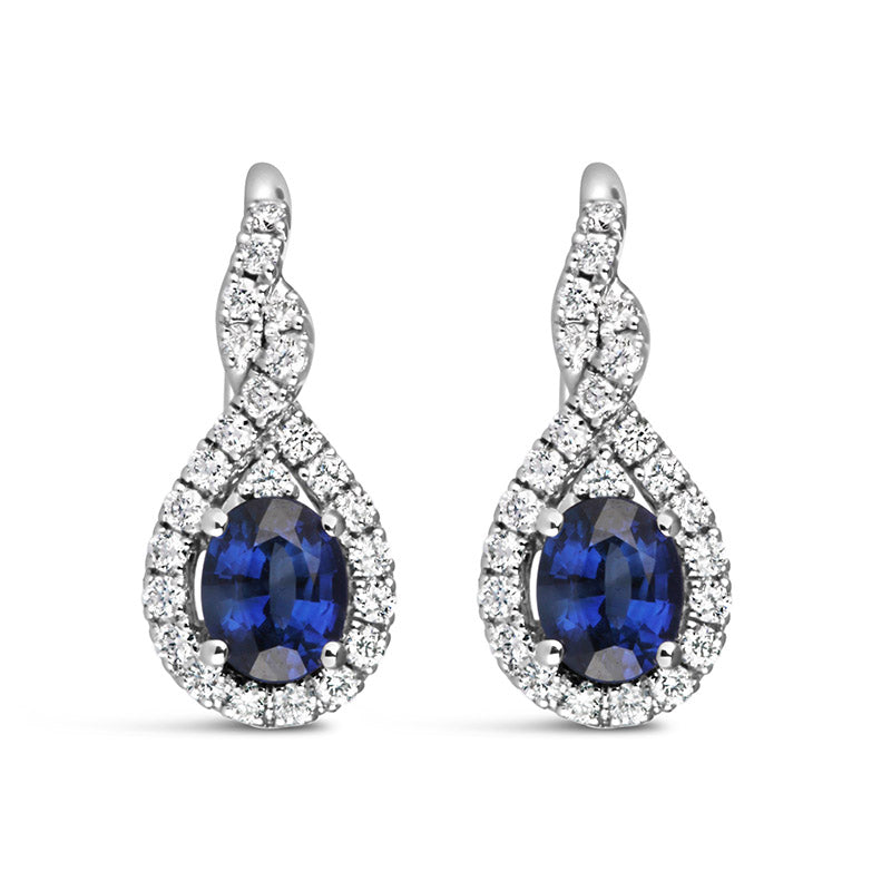 Rocks Sapphire & Diamond Twisted Teardrop Earrings