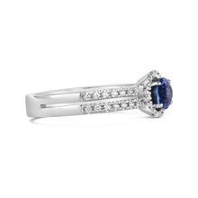 Load image into Gallery viewer, Sapphire &amp; Diamond Double Banded Halo Ring