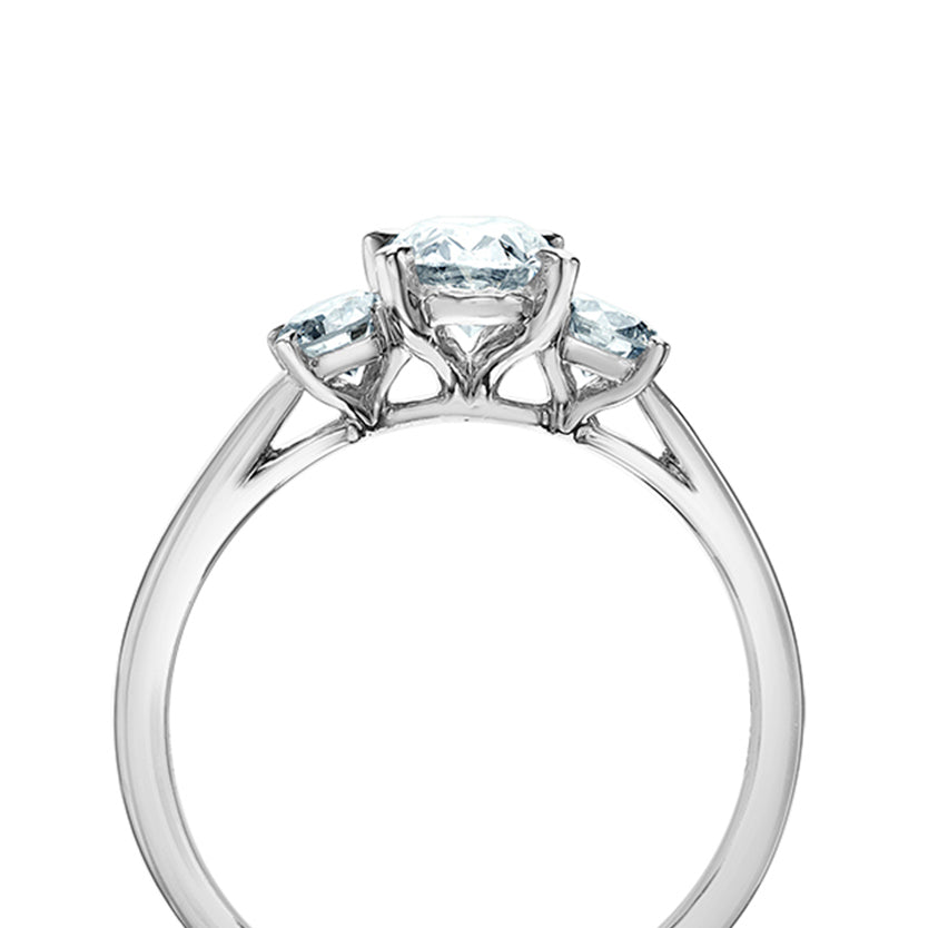 Oval & Round Brilliant Three Stone Engagement Ring 1.56ct