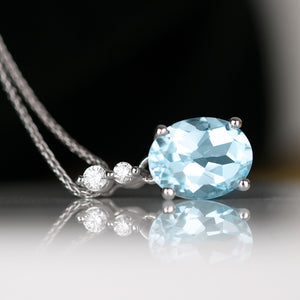 Blue Topaz & Diamond Pendant