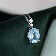 Load image into Gallery viewer, Blue Topaz &amp; Diamond Pendant