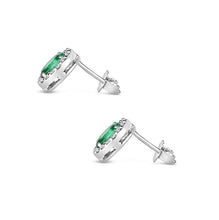 Load image into Gallery viewer, Emerald &amp; Diamond Halo Earrings