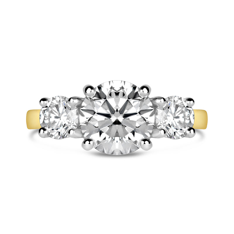 3 Stone Round Brilliant Solitaire Engagement Ring 3ct
