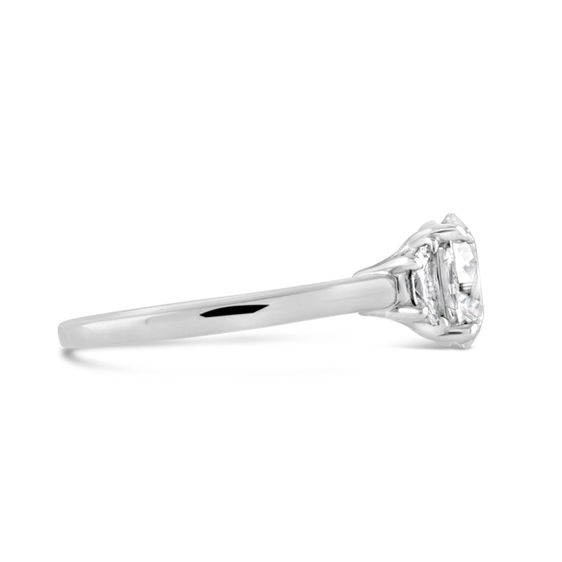 Round & Half Moon Three Stone Engagement Ring 2.45ct