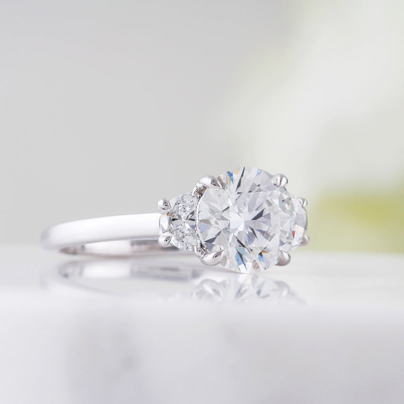 Round & Half Moon Three Stone Engagement Ring 2.45ct