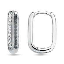 Load image into Gallery viewer, Rectangular Diamond Hoop Earrings