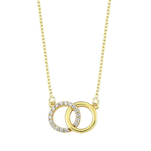 White Stone Interlocking Circle Necklace