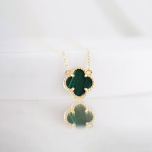 Load image into Gallery viewer, Malachite Quatrefoil Necklace