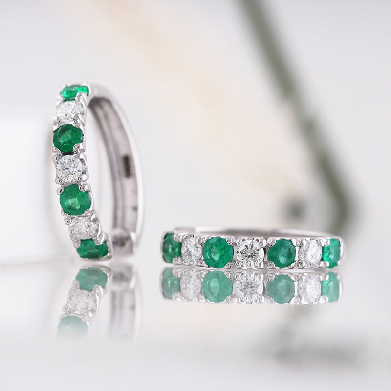 Emerald & Diamond Hoop Earrings