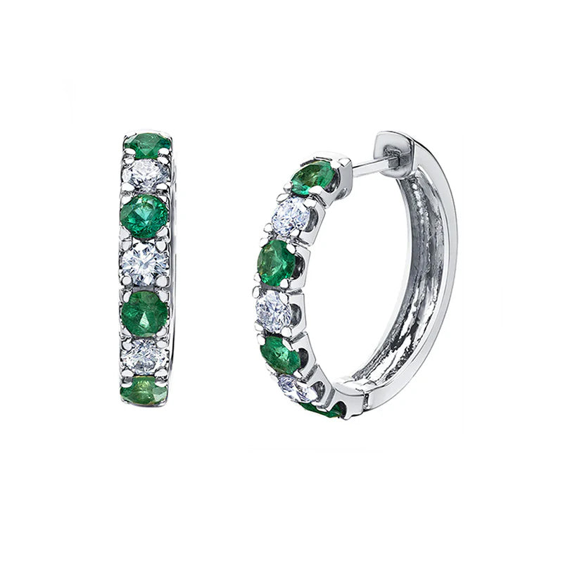 Emerald & Diamond Hoop Earrings
