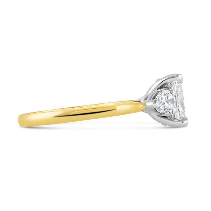 Cushion & Pear 3 Stone Engagement Ring 2.36ct