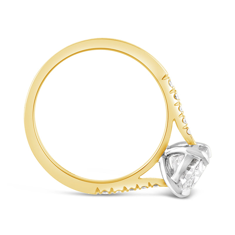 Oval Solitaire Diamond Shoulder Engagement Ring 2.18ct