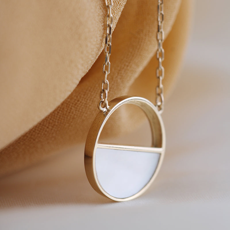 Half Pearl & Circle Necklace