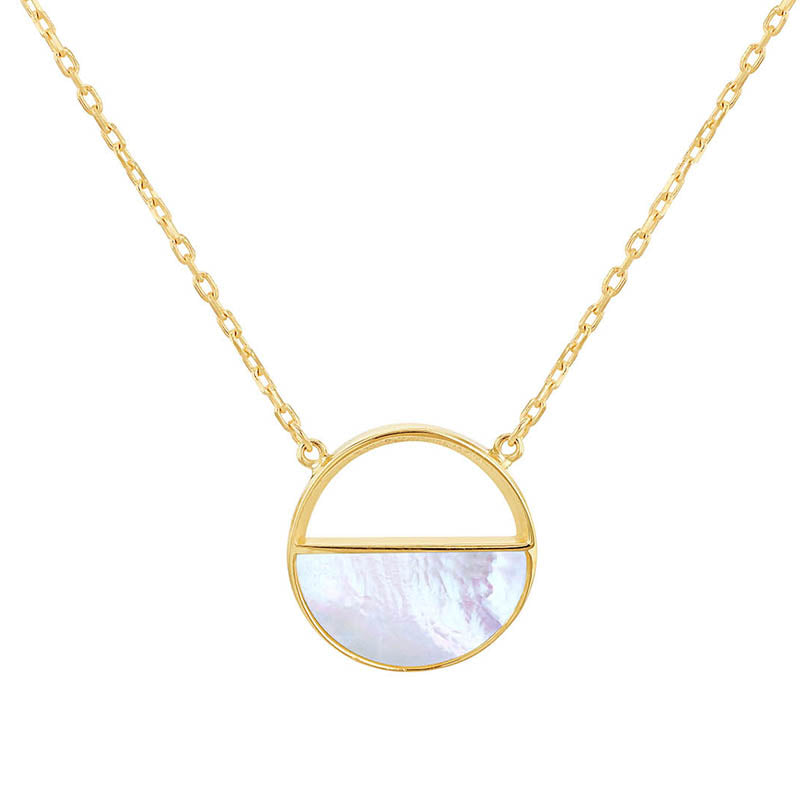 Half Pearl & Circle Necklace